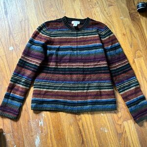 Wool sweater zip up cardigan